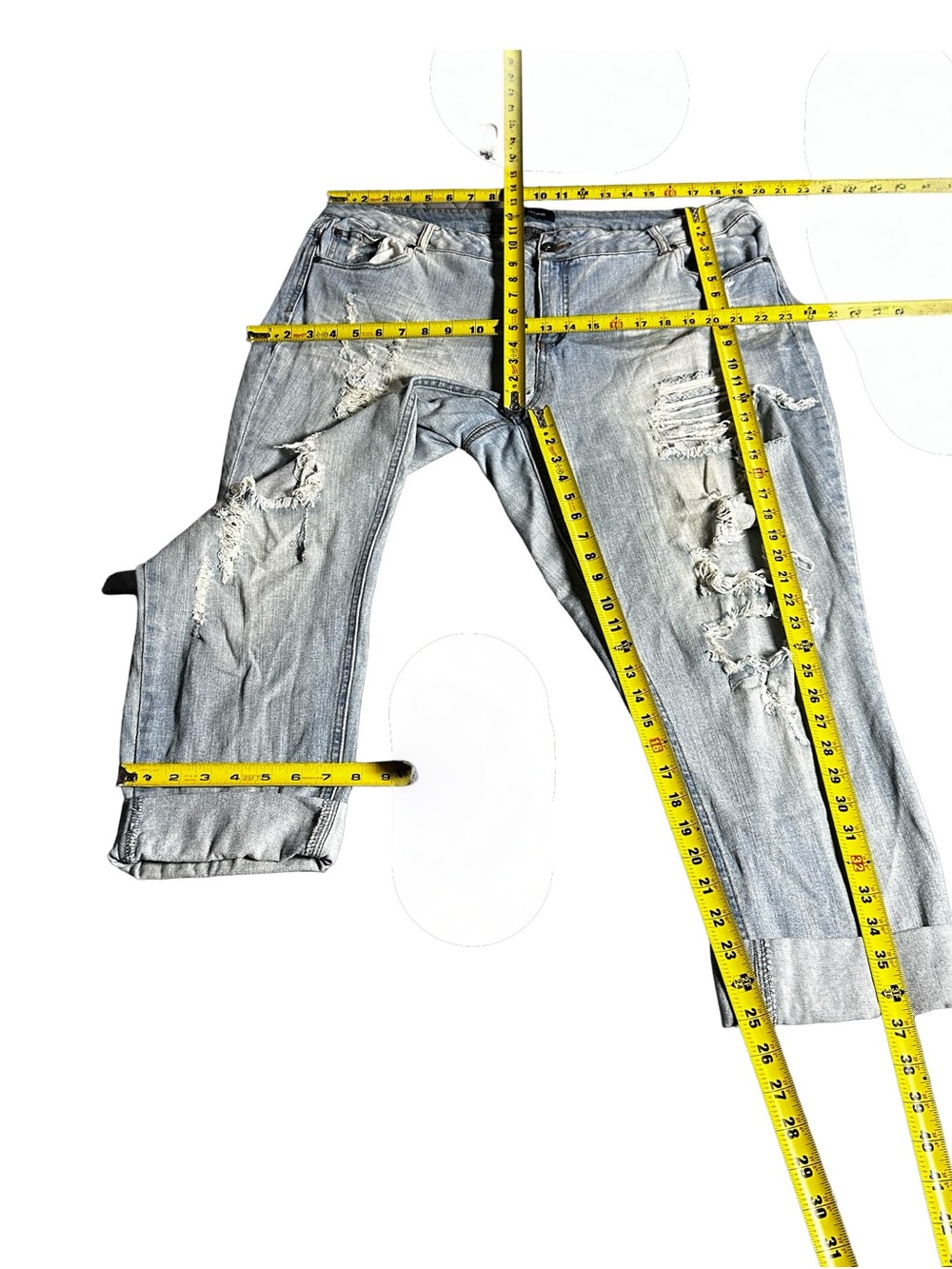 Ashley Stewart Size 20 Distressed Light Wash Cuffed Jeans Plus Size - Picture 10 of 10